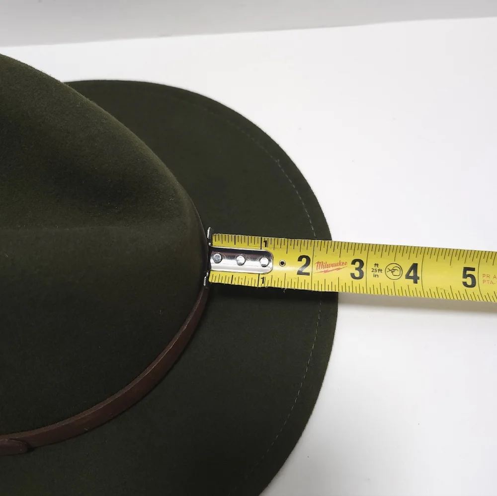 Duluth Trading Wool Felt Crusher Hat Medium Leather Band USA Made Green Fedora - Picture 8 of 14